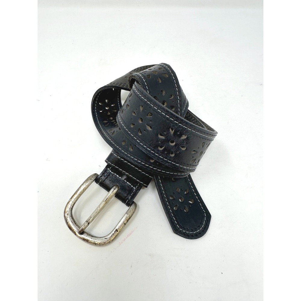 Unbranded 1.5" Laser Cut Made in Italy Leather Belt Dark Brown M/38.5"